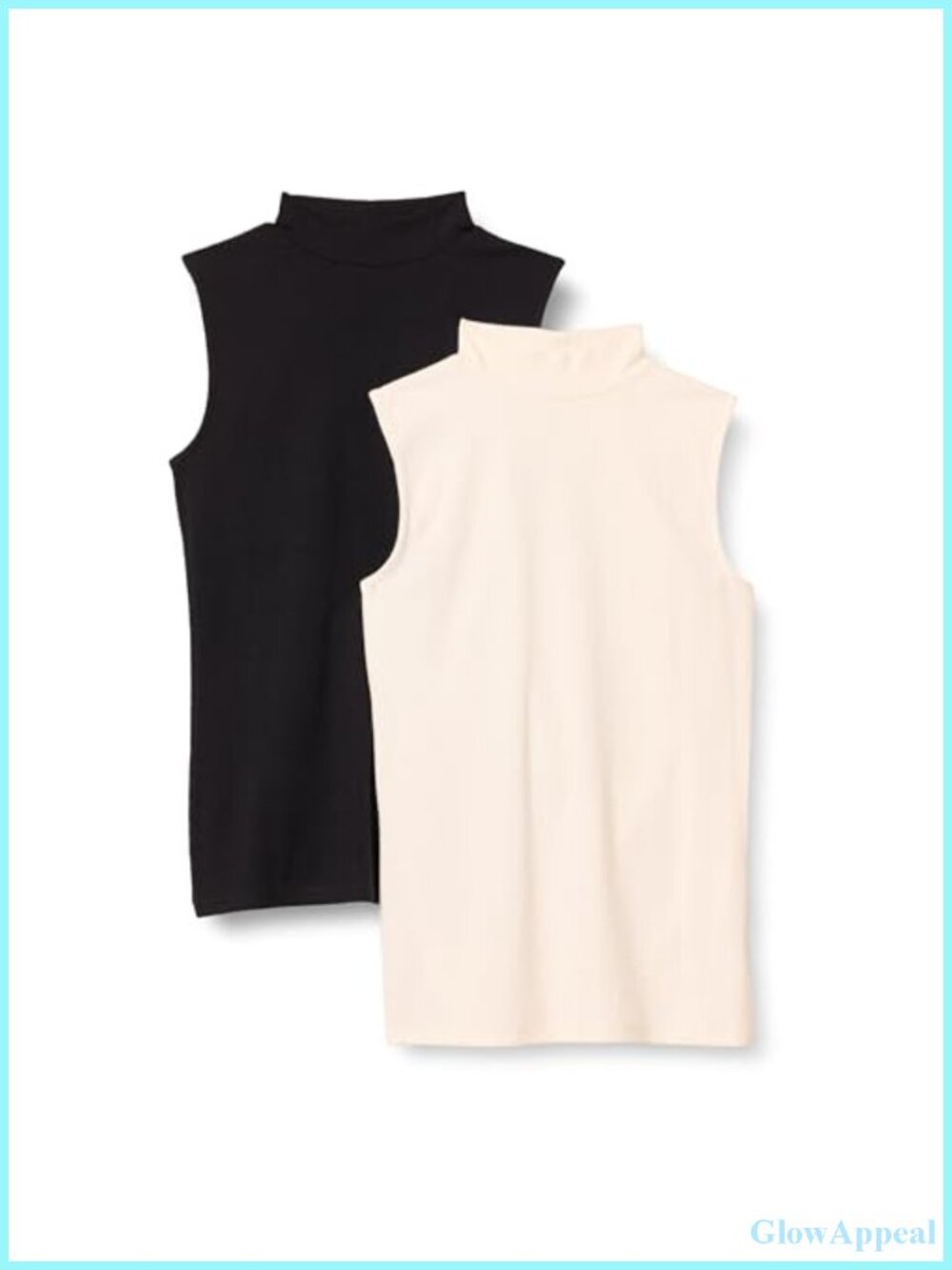 Women's Mock Neck Ribbed Knit Cotton Modal Sleeveless Top Slim Fit 2 Pack